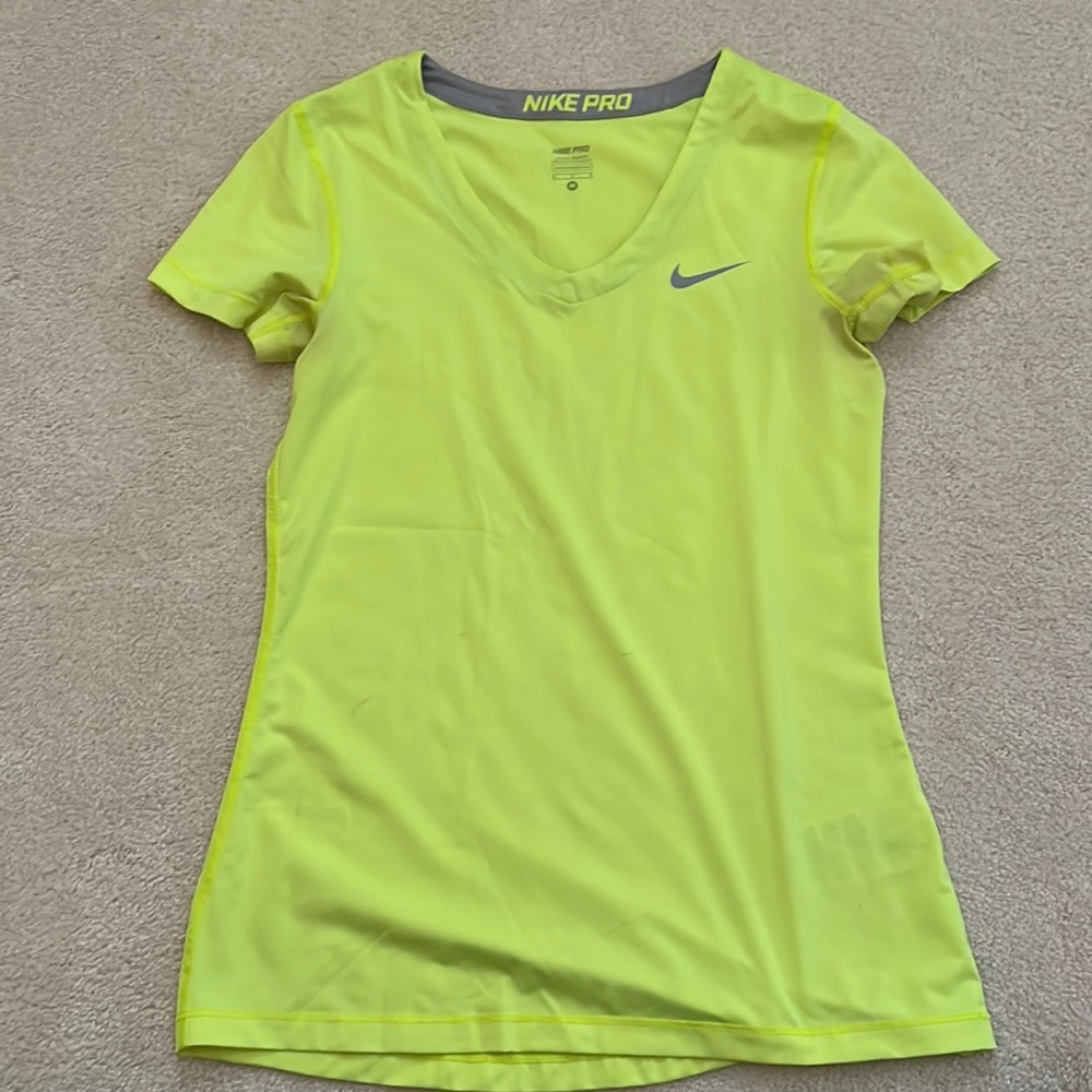 Nike Pro short sleeved athletic top, size medium, fluorescent color!